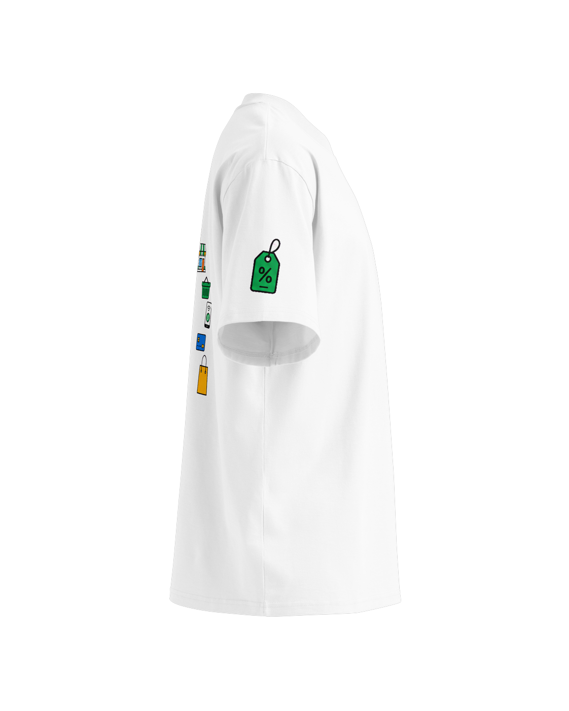 Oversized T-shirt met shopping-print, wit — rechterzijde #white #wit