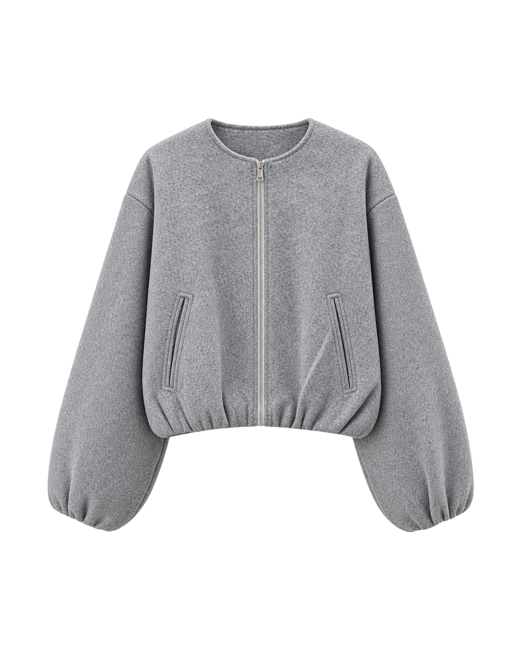 Cropped bomberjack met rits, grijs #gray #grijs