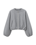 Cropped bomberjack met rits, grijs #gray #grijs