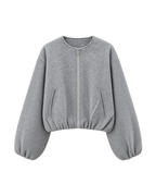Cropped bomberjack met rits, grijs #gray #grijs