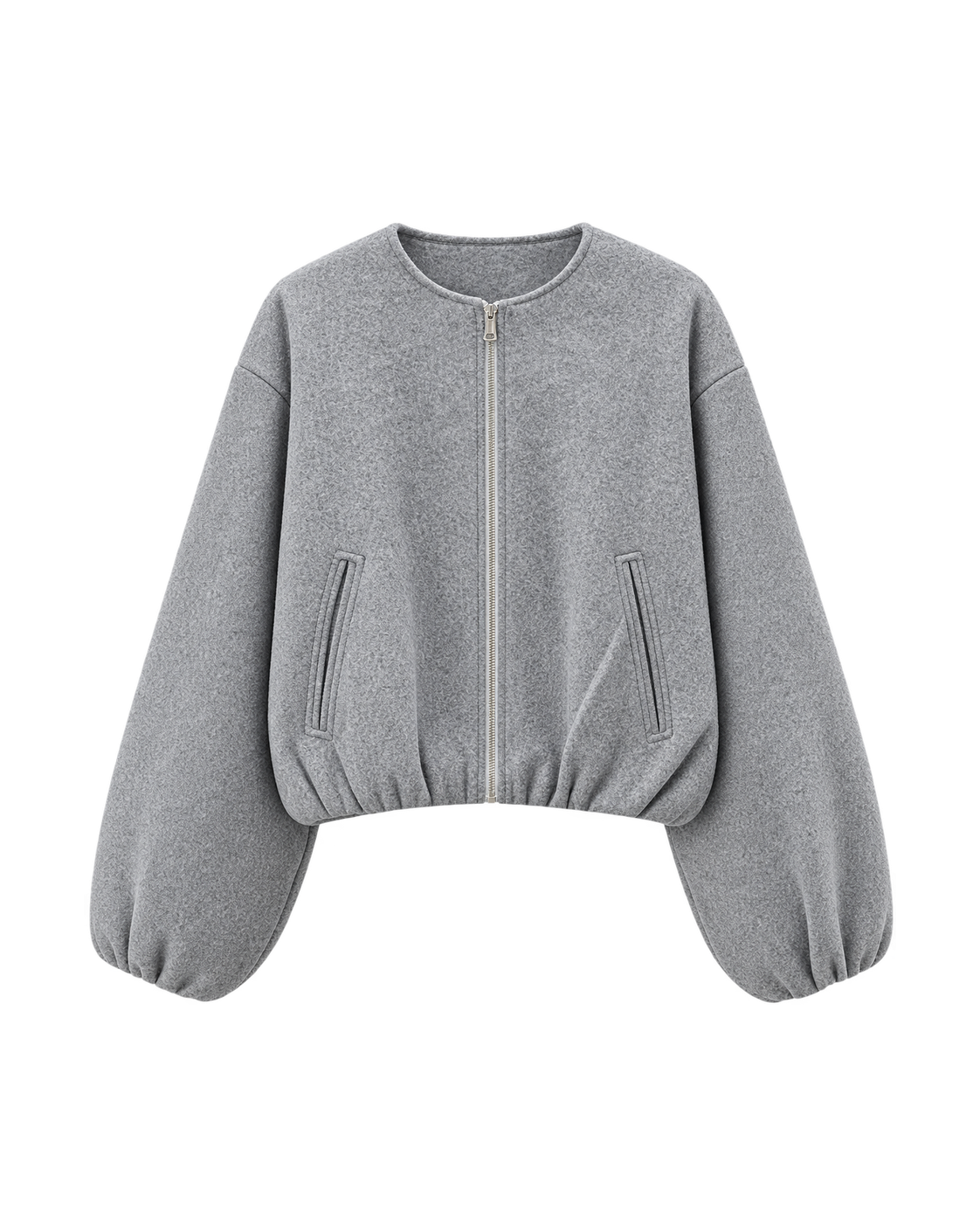 Cropped bomberjack met rits, grijs #gray #grijs