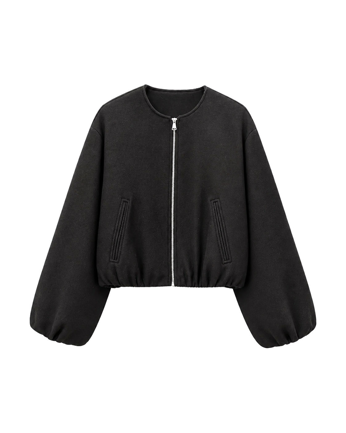 Cropped bomberjack met rits, zwart #black #zwart