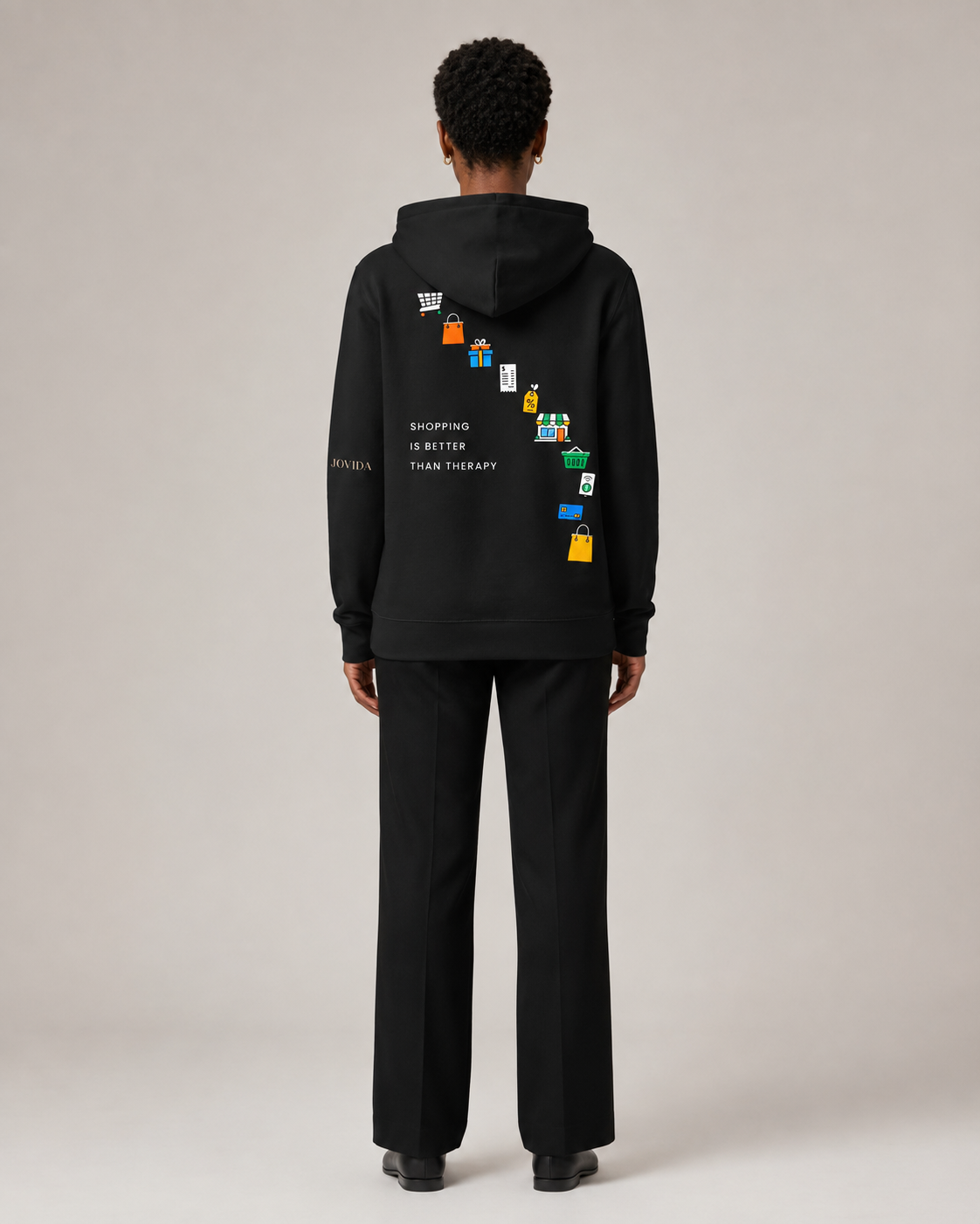 Hoodie Dames Oversized Rugprint Donker Shopping Is Better Than Therapy