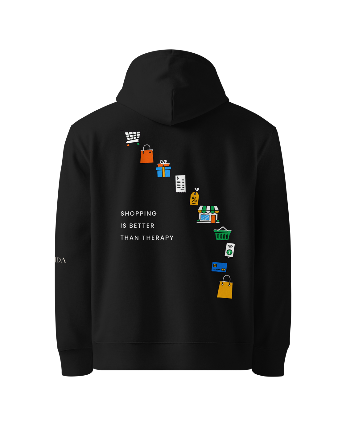 Hoodie Dames Oversized Rugprint Donker Shopping Is Better Than Therapy